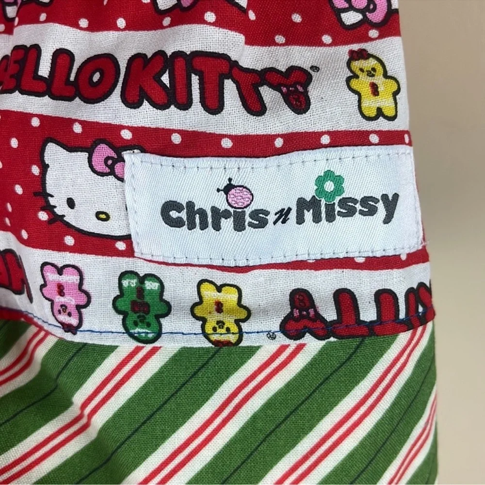 Hello Kitty Chris ‘N Missy Christmas Holiday Party Dress Stripe Mixed Print